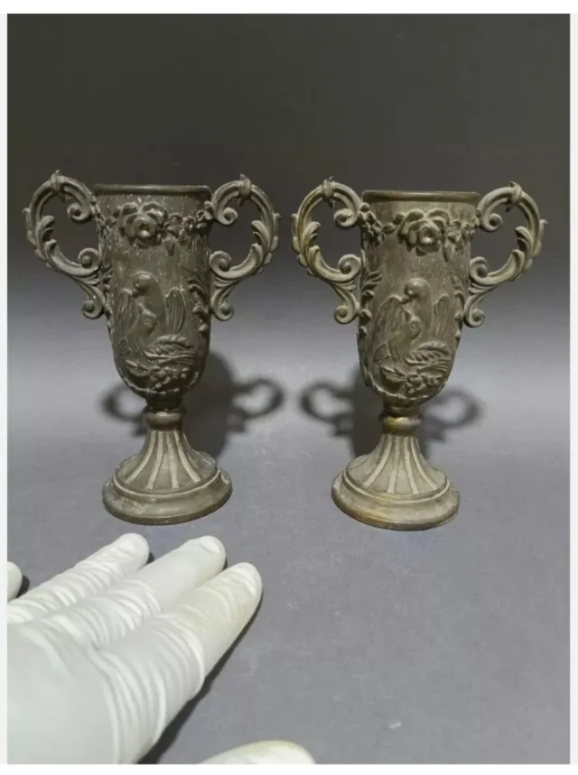 Juego de 2 copas de metal artesanales