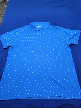 Polo Tex Hombre Azul Lunares
