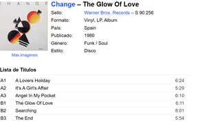 Change - The Glow Of Love 1980 Vinilo