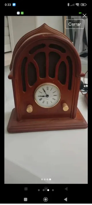Radio Reloj Madera