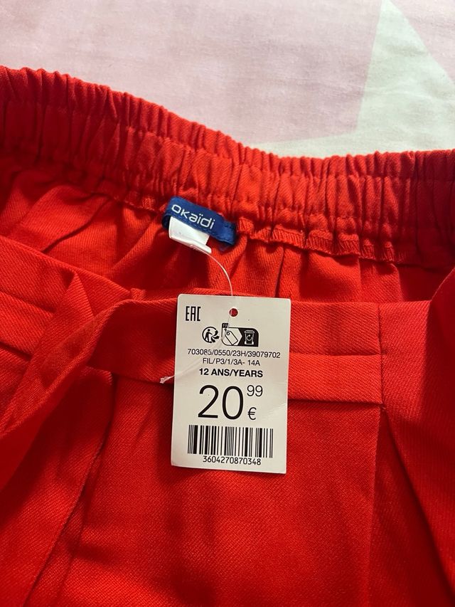 Falda pantalón niña roja T.12