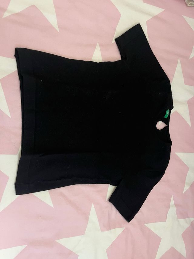 Jersey lana manga corta mujer Talla S. Color negro