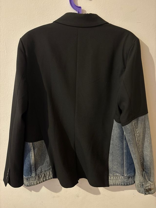 Blazer Desigual Preto e Azul Tamanho M