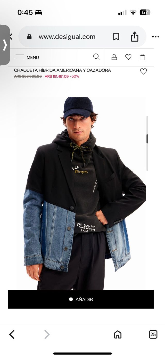 Blazer Desigual Preto e Azul Tamanho M