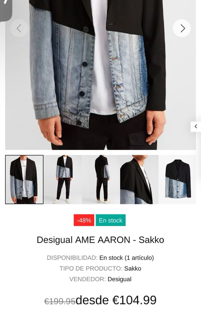 Blazer Desigual Preto e Azul Tamanho M