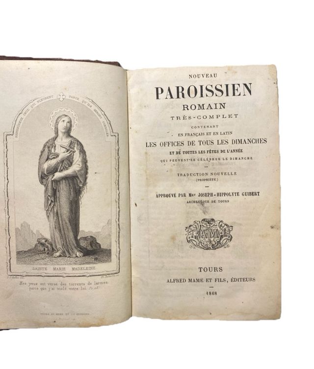 Libro antico 1868 Paroissien Romain