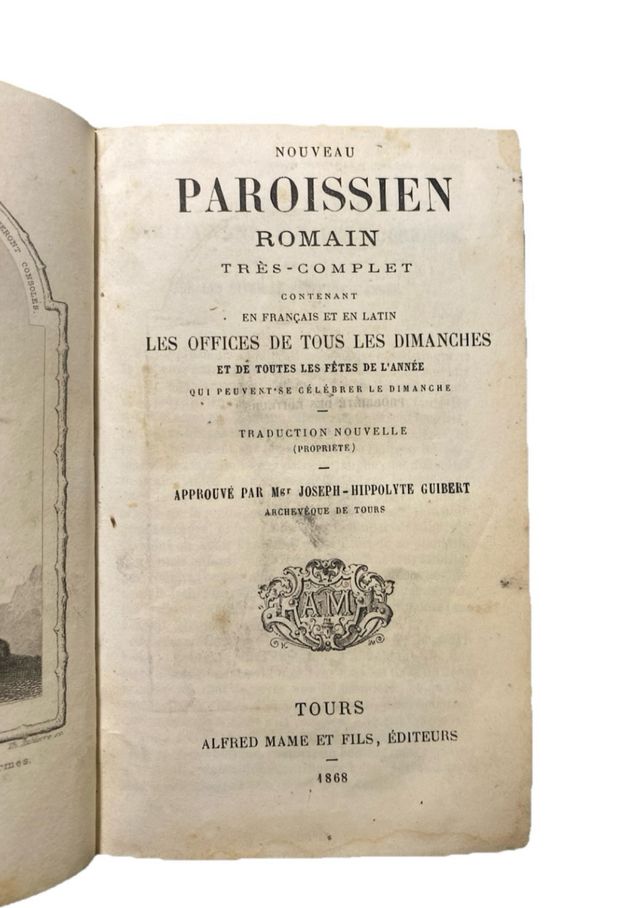 Libro antico 1868 Paroissien Romain