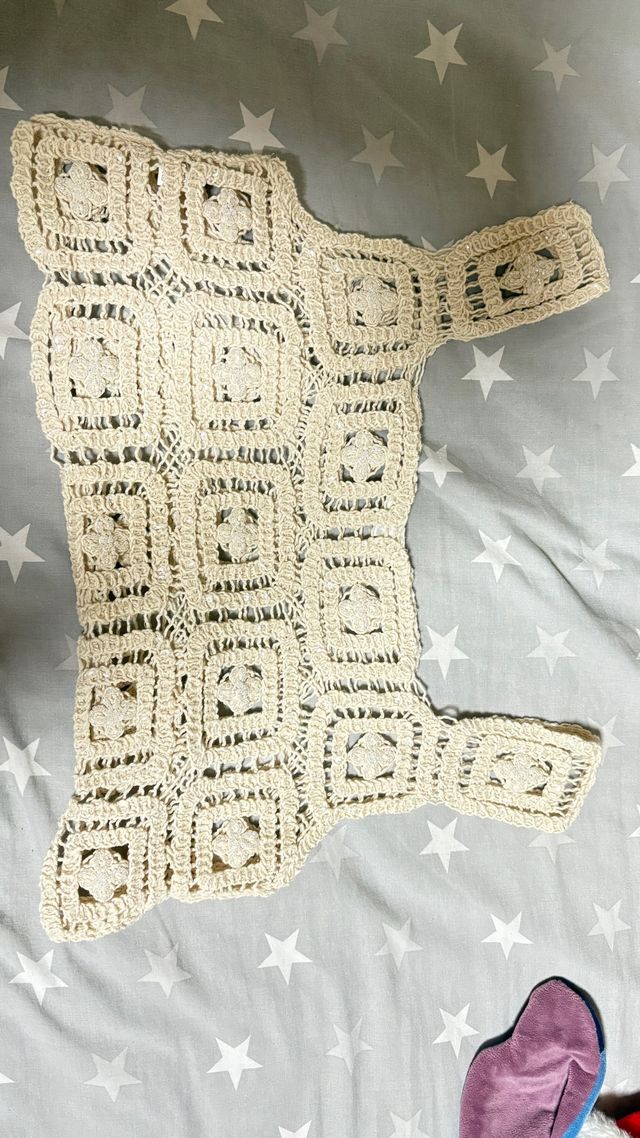 Top crochet beige talla única