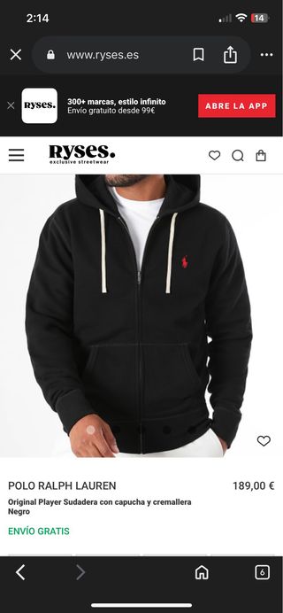 Sudadera Polo Ralph Lauren Negra con Cremallera