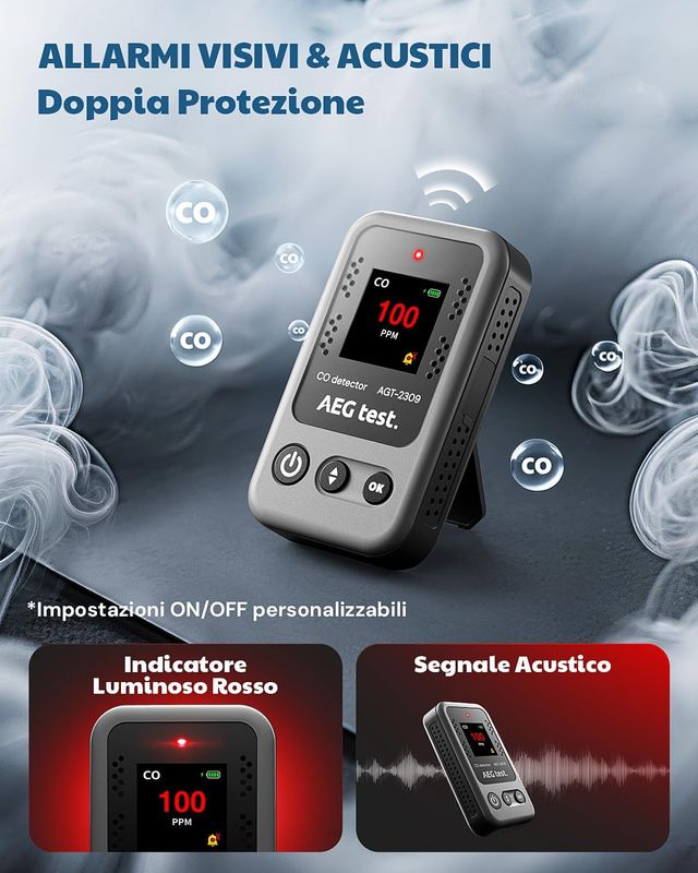 Rilevatore Monossido Carbonio Portatile AGT-2309