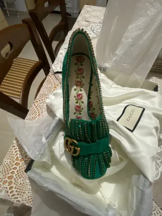 Scarpe Gucci Donna Verdi con Dettagli Oro