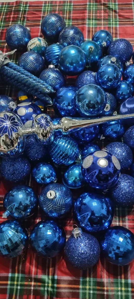 Set palline albero natale blu e argento