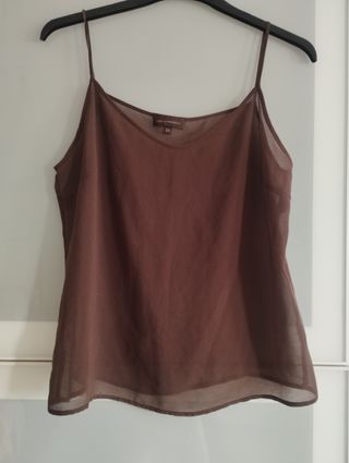 Camiseta gasa transparente marrón