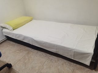 Cama Plegable Cuadrada Piel Sintética Negra