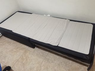 Cama Plegable Cuadrada Piel Sintética Negra