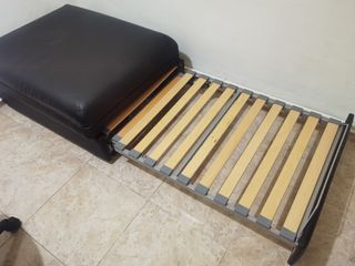 Cama Plegable Cuadrada Piel Sintética Negra