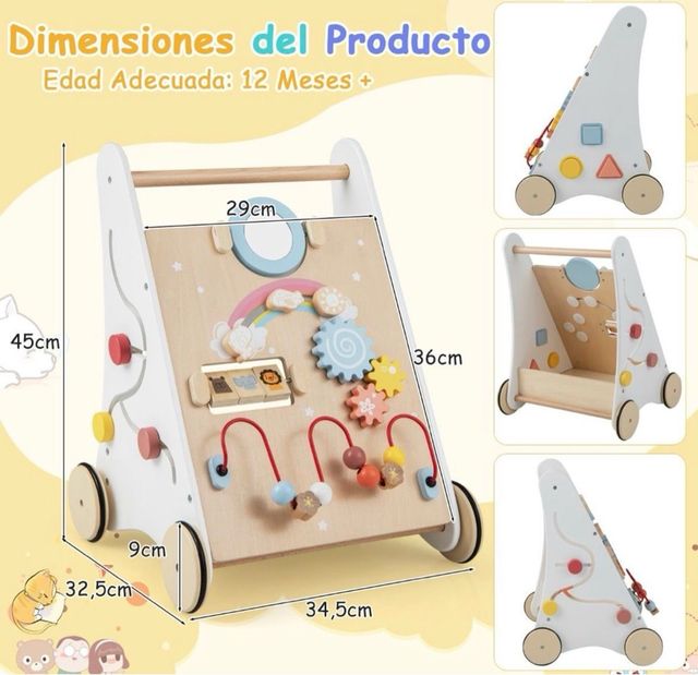 Andador bebé actividades madera 7 en 1