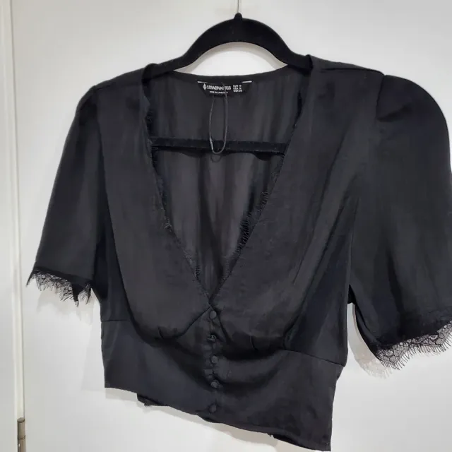 Blusa Stradivarius Negra Talla M