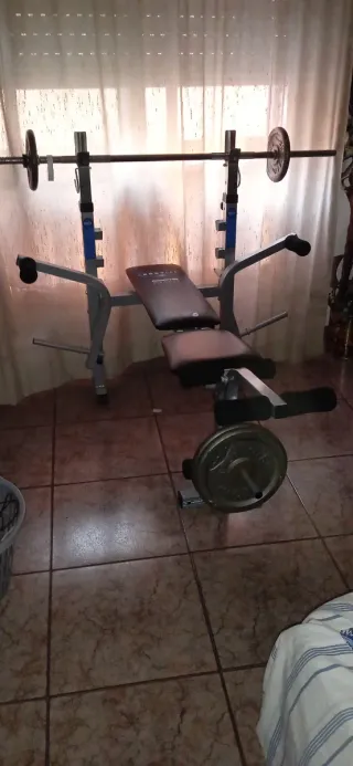 Banco de gimnasio con pesas