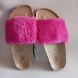 Ciabatte donna Tg 38 con pelo fucsia