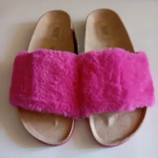 Ciabatte donna Tg 38 con pelo fucsia