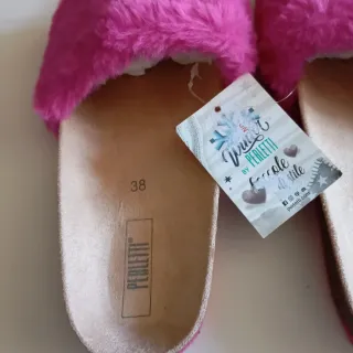 Ciabatte donna Tg 38 con pelo fucsia