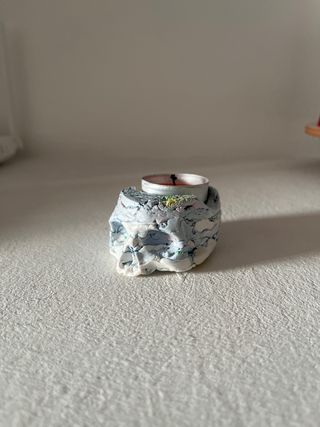 Portacandele in pietra multicolore di Halloween