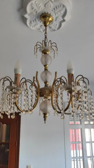 Mueble de salón madera,Lampara y mesa salón+sillas