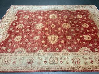Alfombra Persa Lana Tejida Mano Beige/Rojo