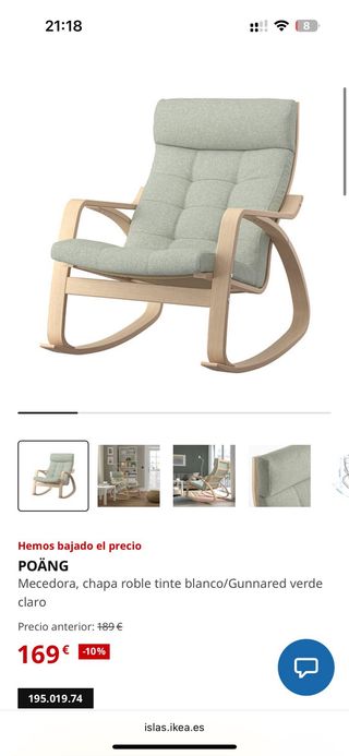 Sillón Mecedora Poäng con Reposapies