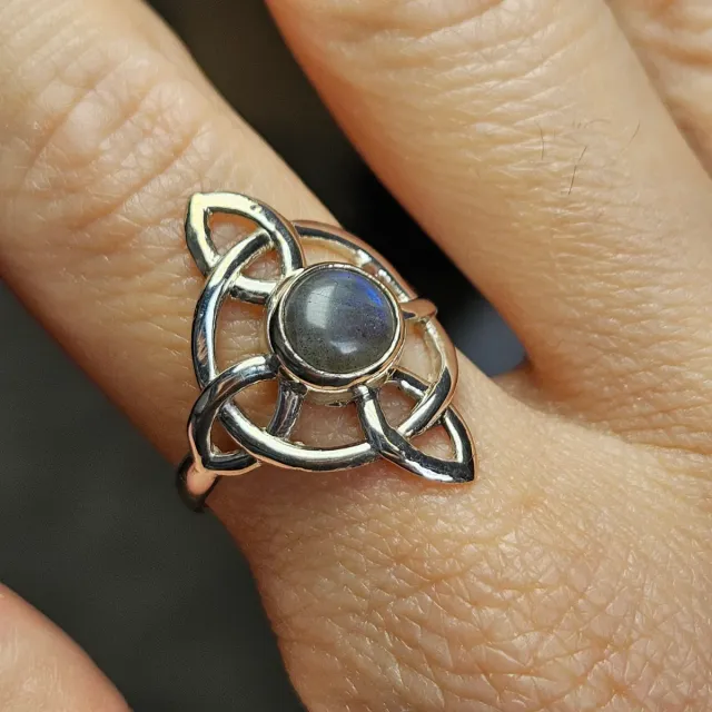 Anillo Plata 925 Nudo Bruja Labradorita