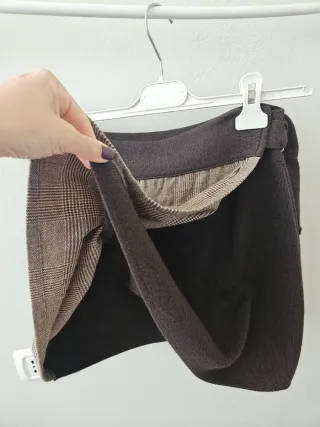 Minigonna lana e tessuto beige/marrone