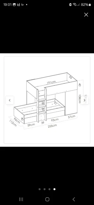 Litera cama con cajones y armario