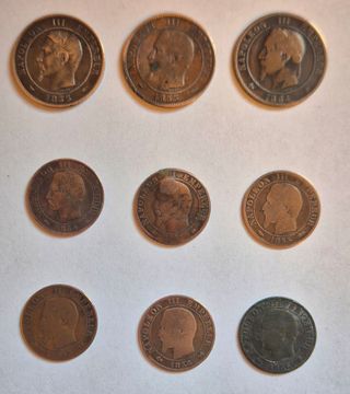 9 monete Francia Napoleone III 1853-1864