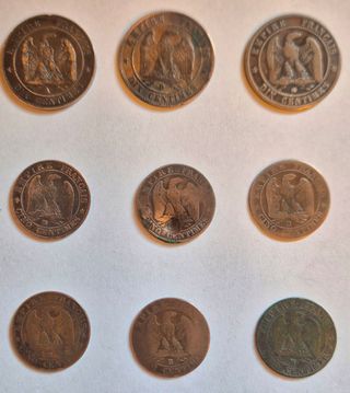 9 monete Francia Napoleone III 1853-1864