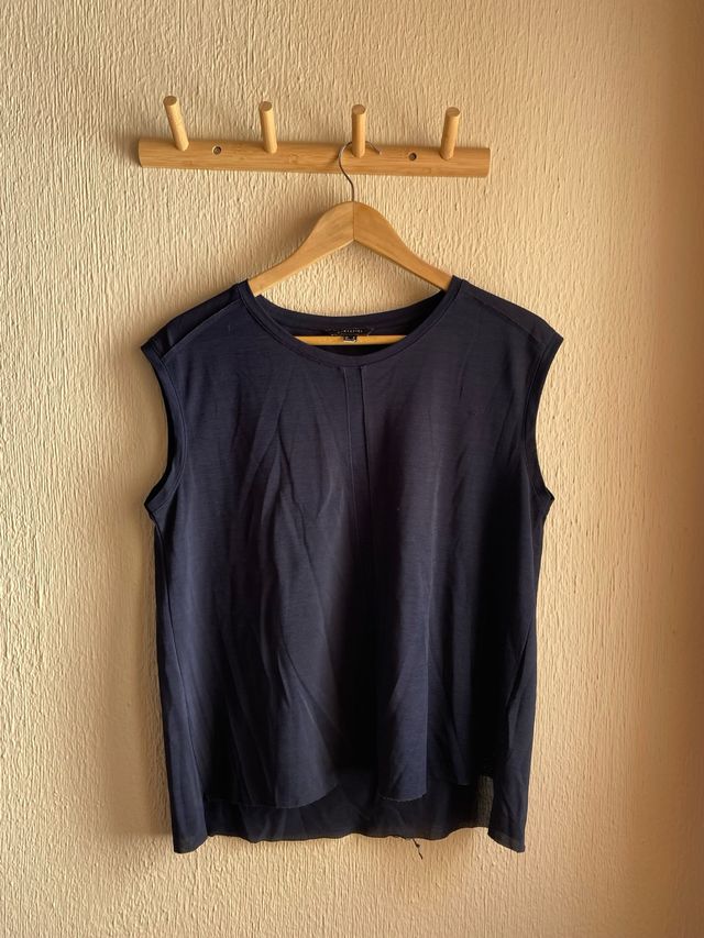 Camiseta azul Cortefiel sin mangas