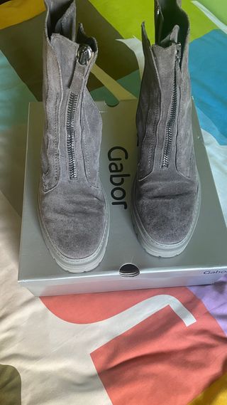 Botas Gabor ante grises con cremallera