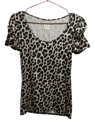 Camiseta Zara Estampado Leopardo Manga Abullonada