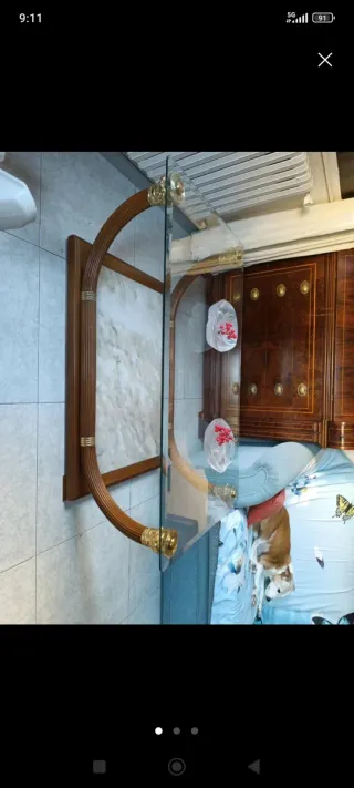 Mesa de centro clásica cristal y madera