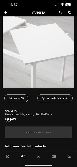 Mesa extensible VANGSTA Ikea 120/180cm