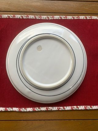 Piatto bianco con cerchi blu