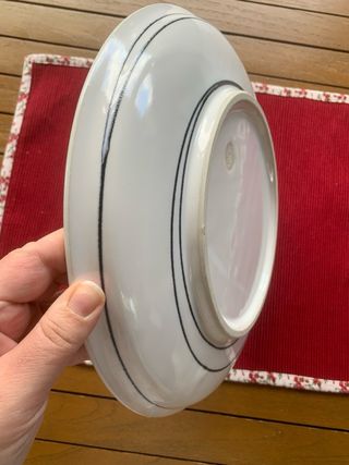 Piatto bianco con cerchi blu