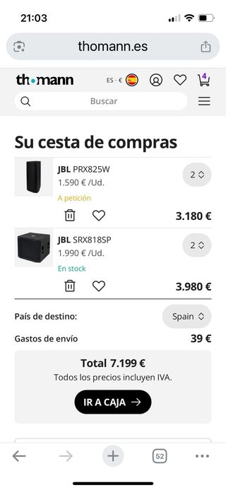 JBL PRX ACTIVOS - 2 PRX 825 + 2 PRX 818 + fundas