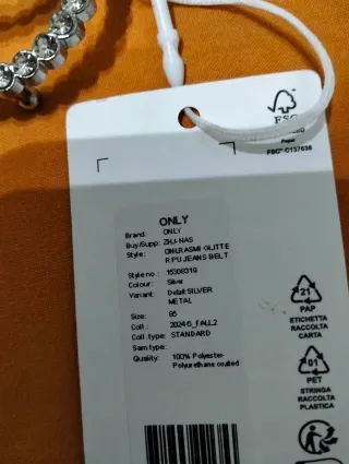 Cintura Only donna argento con strass