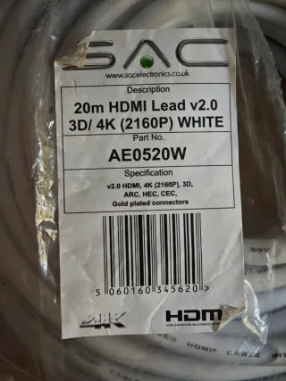 Cable HDMI 2.0 20m 4K con Ethernet