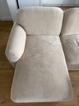 Sofá rinconera tela reciclada beige 3/4 plazas