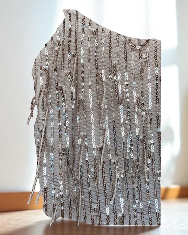 Top lentejuelas beige y dorado