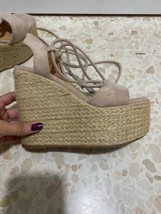 Cuñas esparto beige atadas talla 35