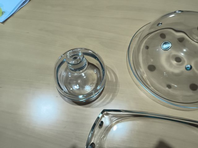 Quesera, bandeja y bombonera cristal