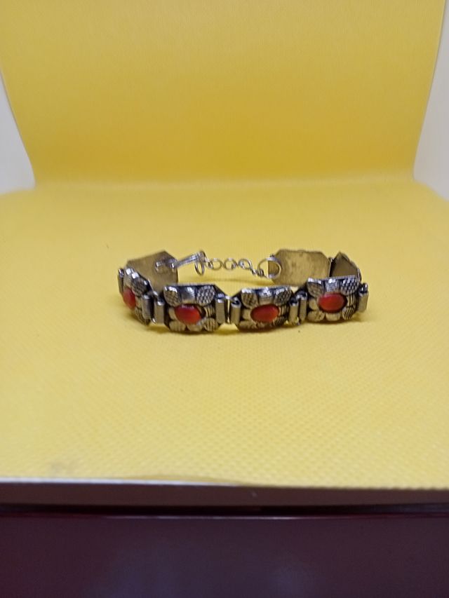 Pulsera Plata Medieval Roja